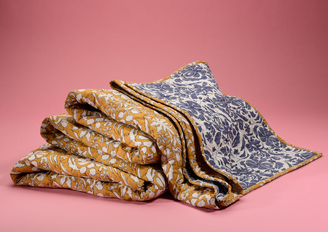 Gold and Cornflower Homegrown Quilt